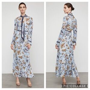 BCBGMaxAzria Blue Tie Front Long Sleeve Dress